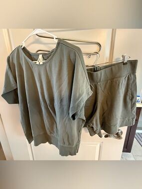 Pact Olive Green Crewneck Top